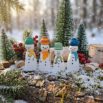 خانواده آدم برفی‌ چوبی