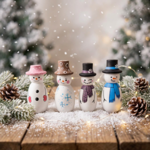 عروسک چوبی آدم برفی